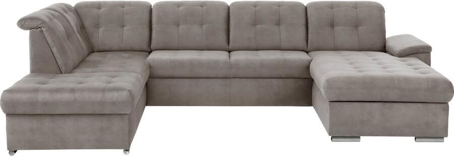 Exxpo sofa fashion Zithoek Durango uitgebreide zit- en rugverwerking comfortabel U-vorm inclusief verstelbare hoofdsteun naar keuze met slaapfunctie en bedkist (4-delig)