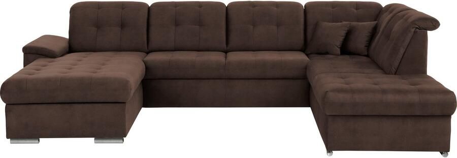 Exxpo sofa fashion Zithoek Durango uitgebreide zit- en rugverwerking comfortabel U-vorm inclusief verstelbare hoofdsteun naar keuze met slaapfunctie en bedkist (4-delig)