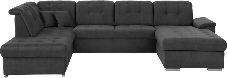 Exxpo sofa fashion Zithoek Durango uitgebreide zit- en rugverwerking comfortabel U-vorm inclusief verstelbare hoofdsteun naar keuze met slaapfunctie en bedkist (4-delig)