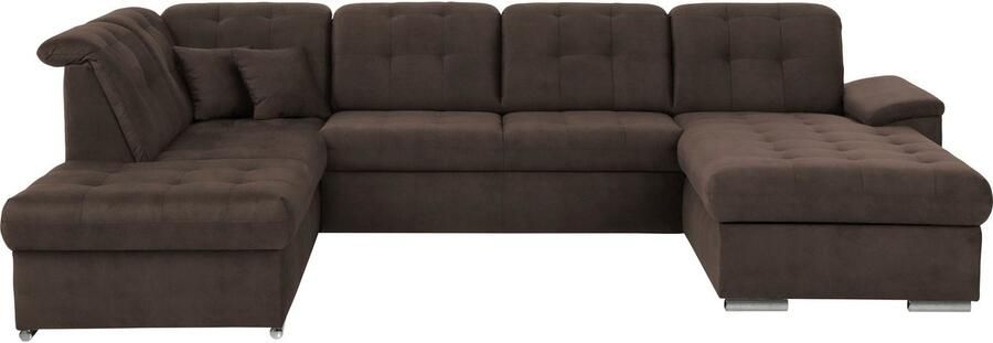 Exxpo sofa fashion Zithoek Durango uitgebreide zit- en rugverwerking comfortabel U-vorm inclusief verstelbare hoofdsteun naar keuze met slaapfunctie en bedkist (4-delig)