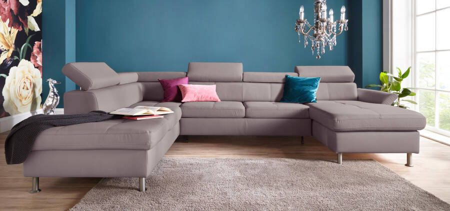 Exxpo sofa fashion Zithoek Maretto comfortabel en handig uitgebreide zittingstikking U-vorm inclusief hoofdeindeverstelling voor meer zitcomfort optioneel bedfunctie