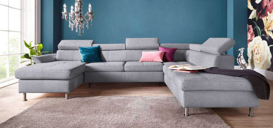 Exxpo sofa fashion Zithoek Maretto comfortabel en handig uitgebreide zittingstikking U-vorm inclusief hoofdeindeverstelling voor meer zitcomfort optioneel bedfunctie