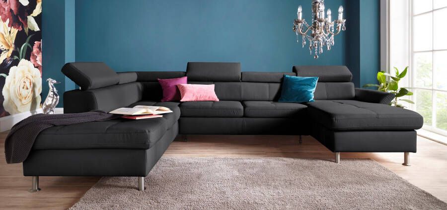 Exxpo sofa fashion Zithoek Maretto comfortabel en handig uitgebreide zittingstikking U-vorm inclusief hoofdeindeverstelling voor meer zitcomfort optioneel bedfunctie