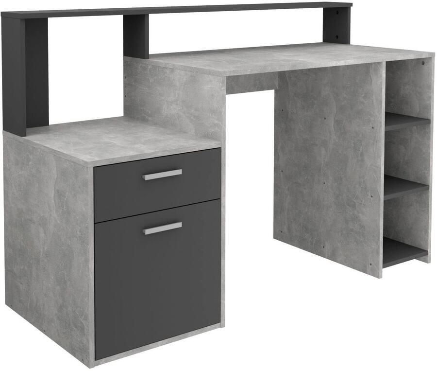 FMD Bureau met kast Bolton Bureau met opbergruimte en plank open vakken 138 5 cm breed