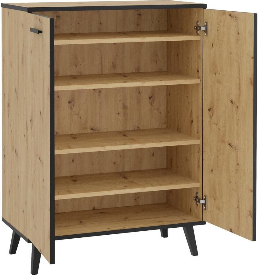 FMD LuxeLivin' Schoenenkast met 5 vakken 68 5x33x93 5 cm artisan eiken