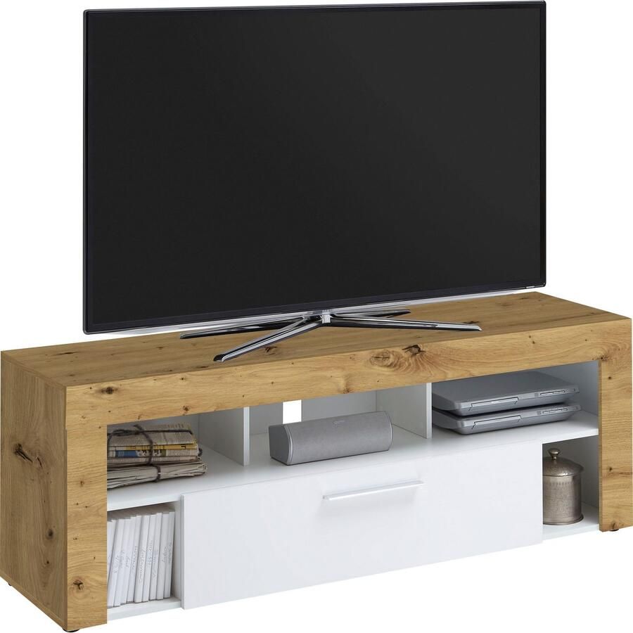 FMD TV Meubel Tv meubel Vidi 150cm Wit Bruin