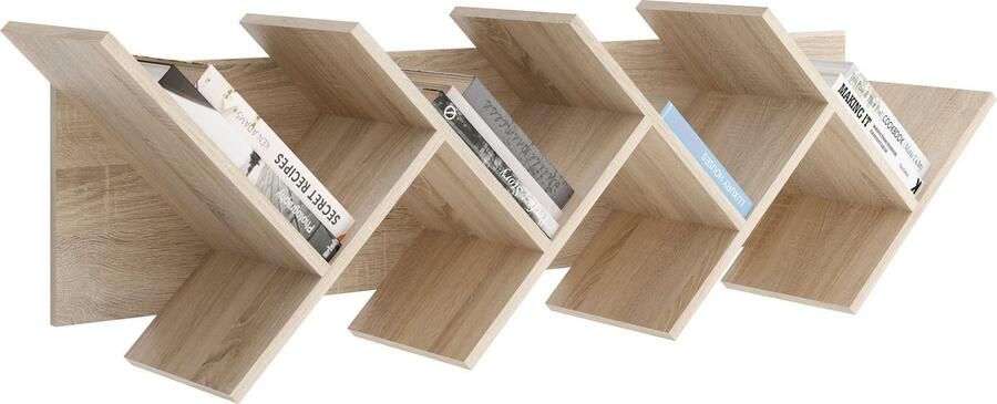 FMD Boekenplank zwevend geometrisch eikenkleurig