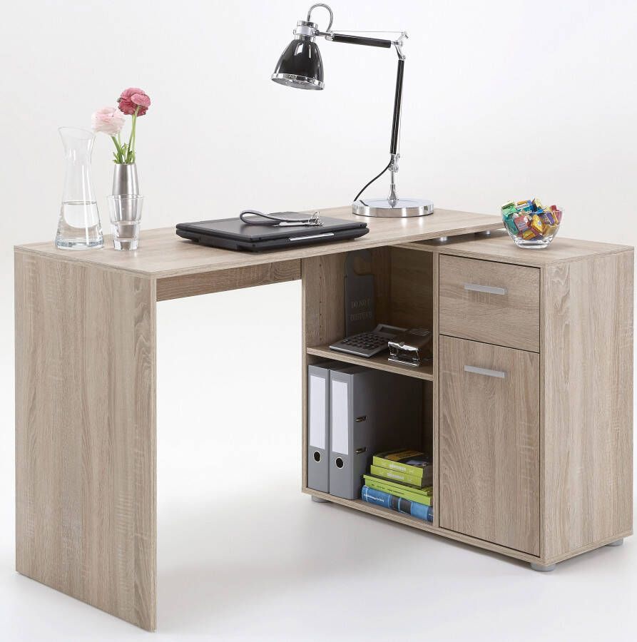 FMD Hoekbureau ALBRECHT Bureau sideboard met opbergruimte draaibaar breedte 117 148 cm