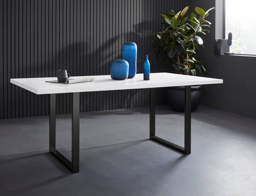 FORTE Eettafel Breedte 160 cm beugelonderstel in industriële look