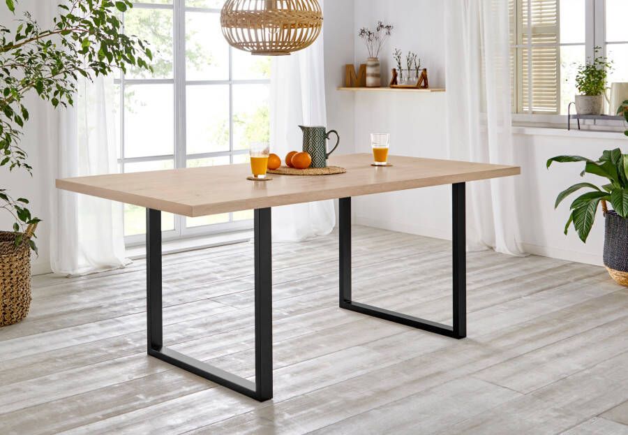 FORTE Eettafel Breedte 160 cm beugelonderstel in industriële look