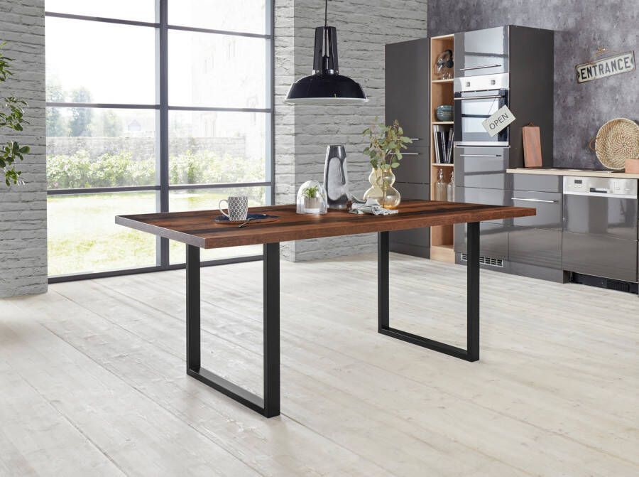 FORTE Eettafel Breedte 160 cm beugelonderstel in industriële look