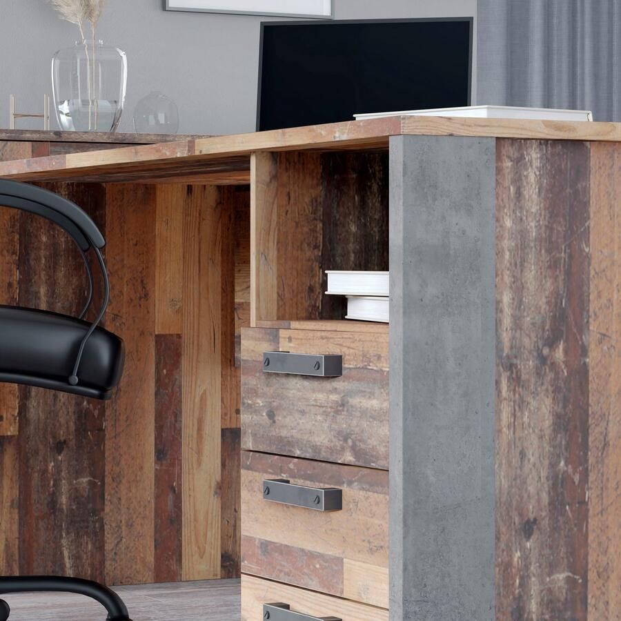 FORTE Bureau Clif Computertafel met lades industriële stijl breedte 160 cm