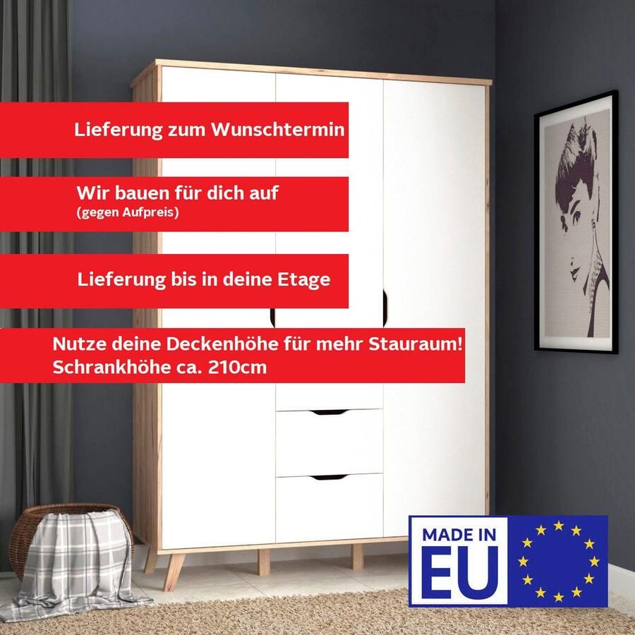 FORTE Draaideurkast Vankka OTTOs keuze kledingkast veel opbergruimte Made in Europe met planken + garderobestang + laden greeploos