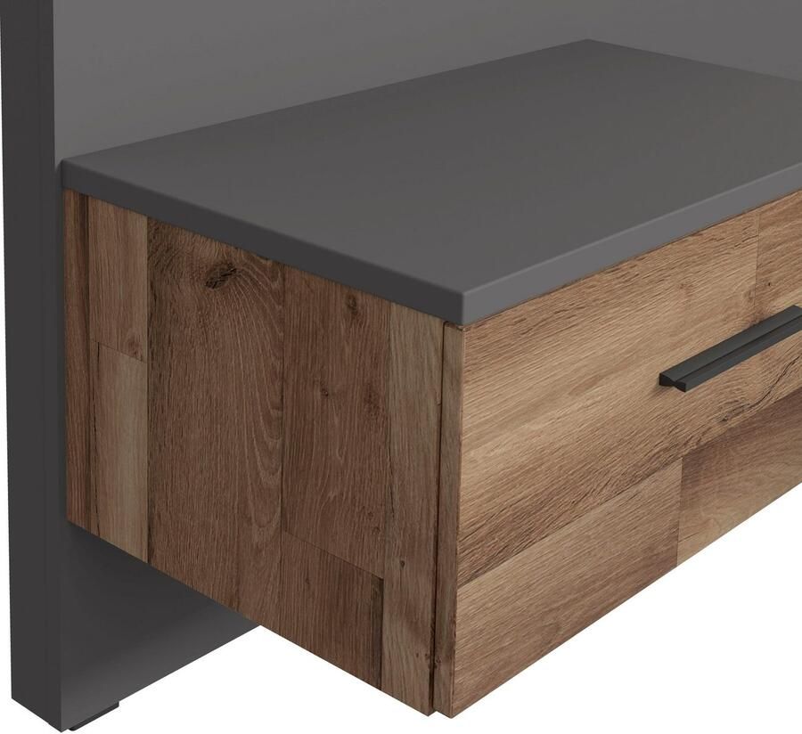 FORTE Ledikant Sirius Black met ledverlichting en bekleed hoofdbord (3-delig)