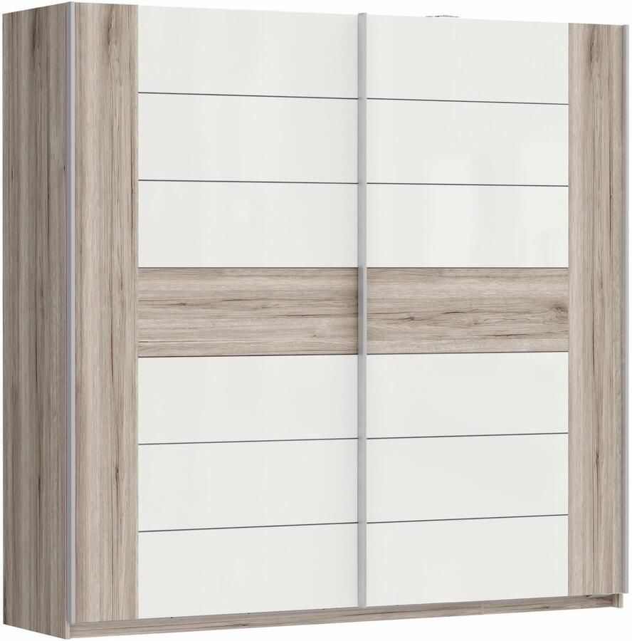 FORTE Zweefdeurkast Rondino met witte hoogglans afwerking