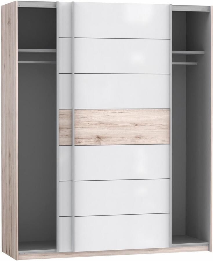 FORTE Zweefdeurkast Rondino met witte hoogglans afwerking