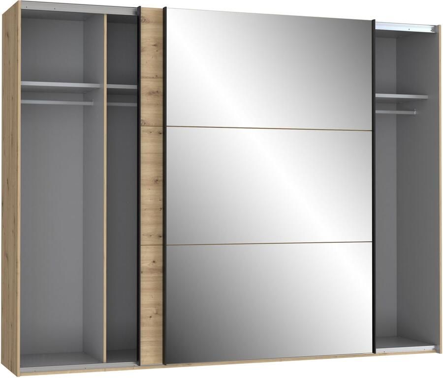 FORTE Zweefdeurkast Trondheim Kledingkast met Spiegel Industrieel Ontwerp 2 Deuren