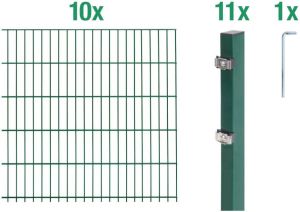 GAH Alberts Dubbelstaafmat hekwerk 160 cm hoog 10 matten voor 20 m 11 palen (set)