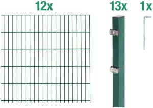 GAH Alberts Dubbelstaafmat hekwerk 160 cm hoog 12 matten voor 24 m 13 palen (set)