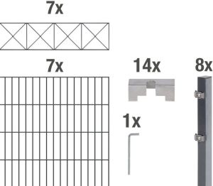 GAH Alberts Dubbelstaafmat hekwerk Nexus antraciet 100 cm hoog 7 matten voor 14 m 8 palen (set)