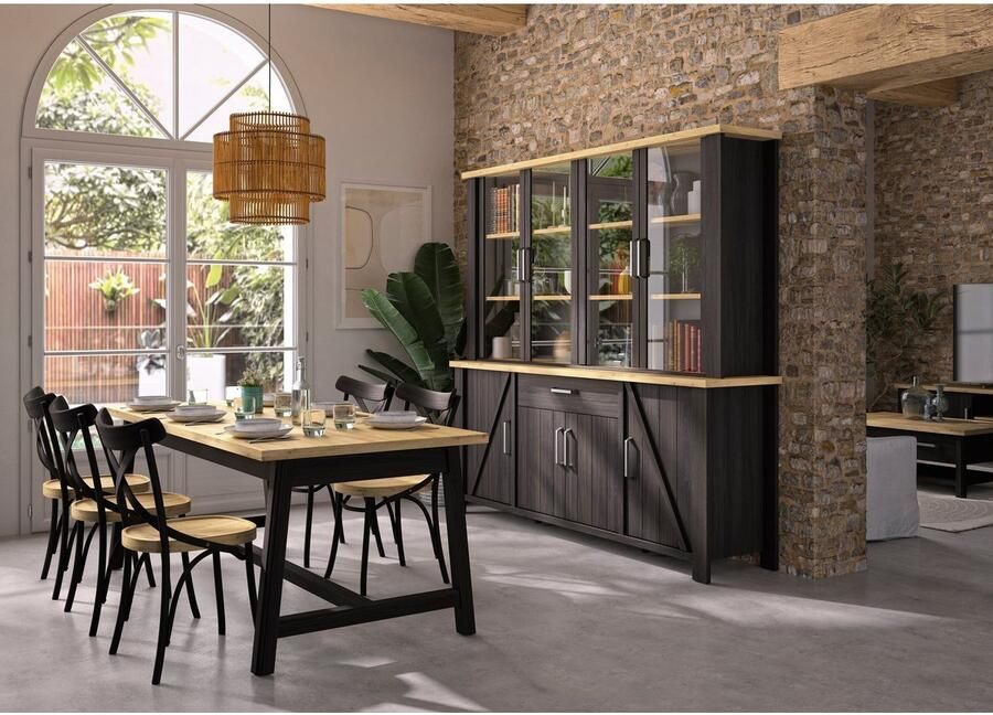 Gami Buffet-opzetkast Sequoia Woonkamer collectie in landelijke stijl en industrieel decor (1 stuk)