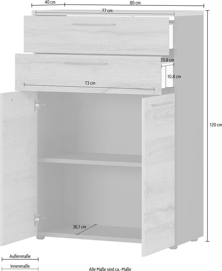 GERMANIA Archiefkast GW-Agenda opt. met lade afmetingen 80x120 cm made in germany