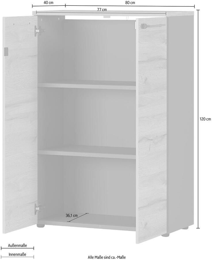 GERMANIA Archiefkast GW-Agenda multifunctionele kast afsluitbaar optioneel met 2 open vakken afmetingen 80x197 cm made in germany