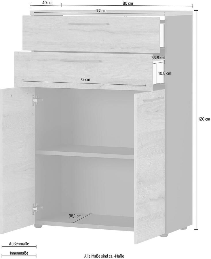 GERMANIA Archiefkast GW-Agenda opt. met lade afmetingen 80x120 cm made in germany