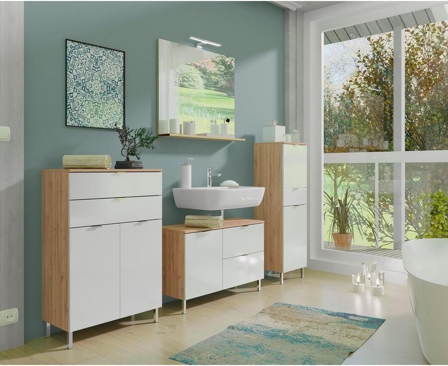 Germania Badkamerkast Mauro 60cm met 2 lades & 2 deuren eik wit