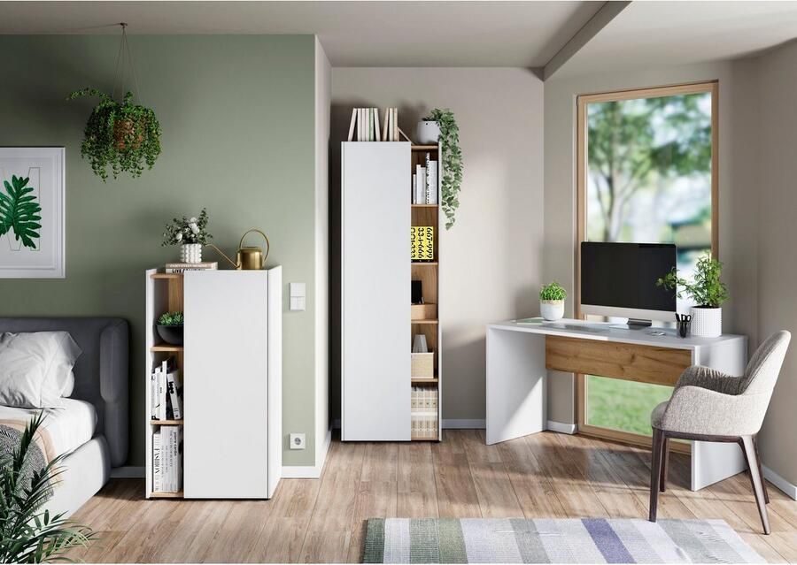 GERMANIA Bureau Njavve wangenbureau met kniepaneel vrij plaatsbaar breedte 140 cm made in germany