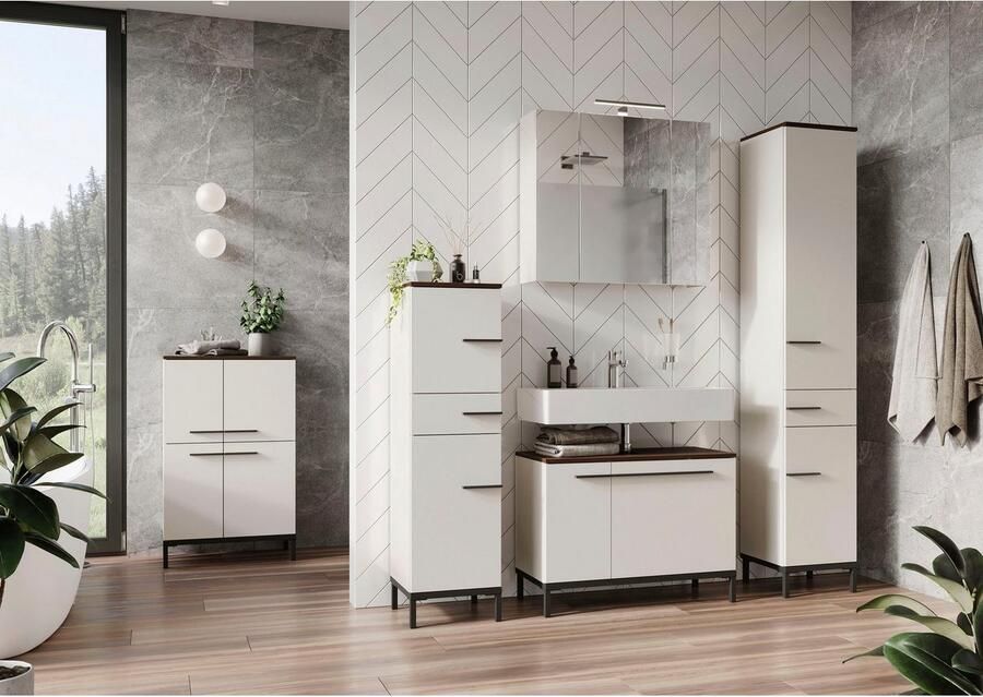 GERMANIA Hoge kast Yonkers Hoogwaardige ABS-randen handgrepen en hoge poten deurdemping