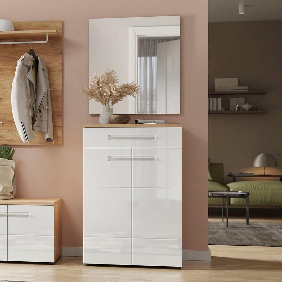 Germania Aledo Halmeubelset Een Hoogglans Wit | Eiken