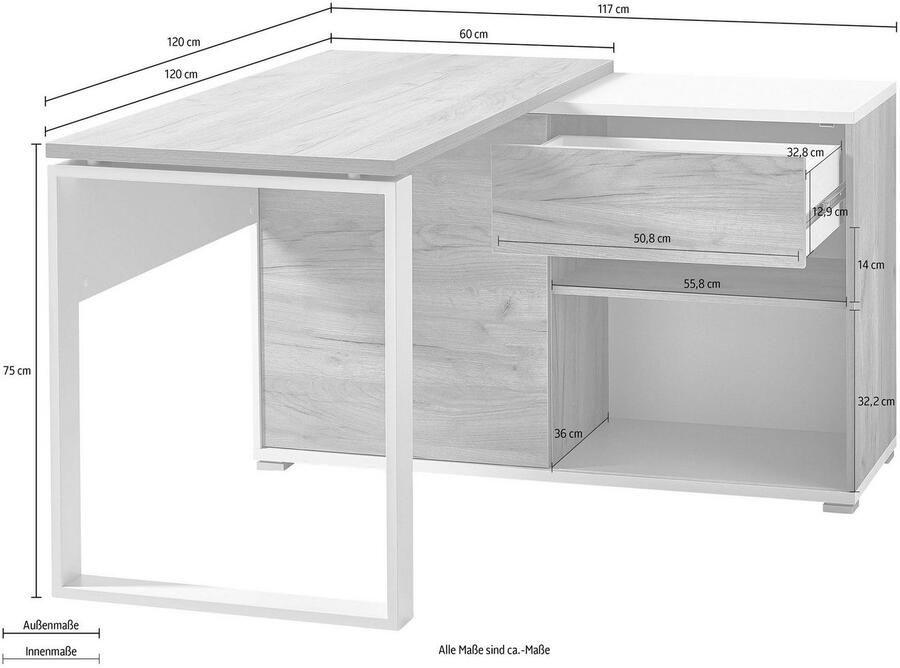 GERMANIA Hoekbureau GW-Lioni met geïntegreerd dressoir - Foto 3