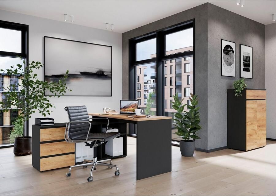 GERMANIA Hoekbureau GW-Lissabon hoekbureau met geïntegreerd dressoir rechts of links te monteren