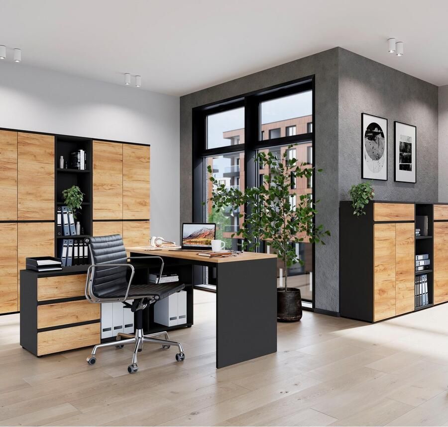 GERMANIA Kantoormeubelset Lissabon inclusief hoekbureau 2 archiefkasten en 2 ordnerrekken