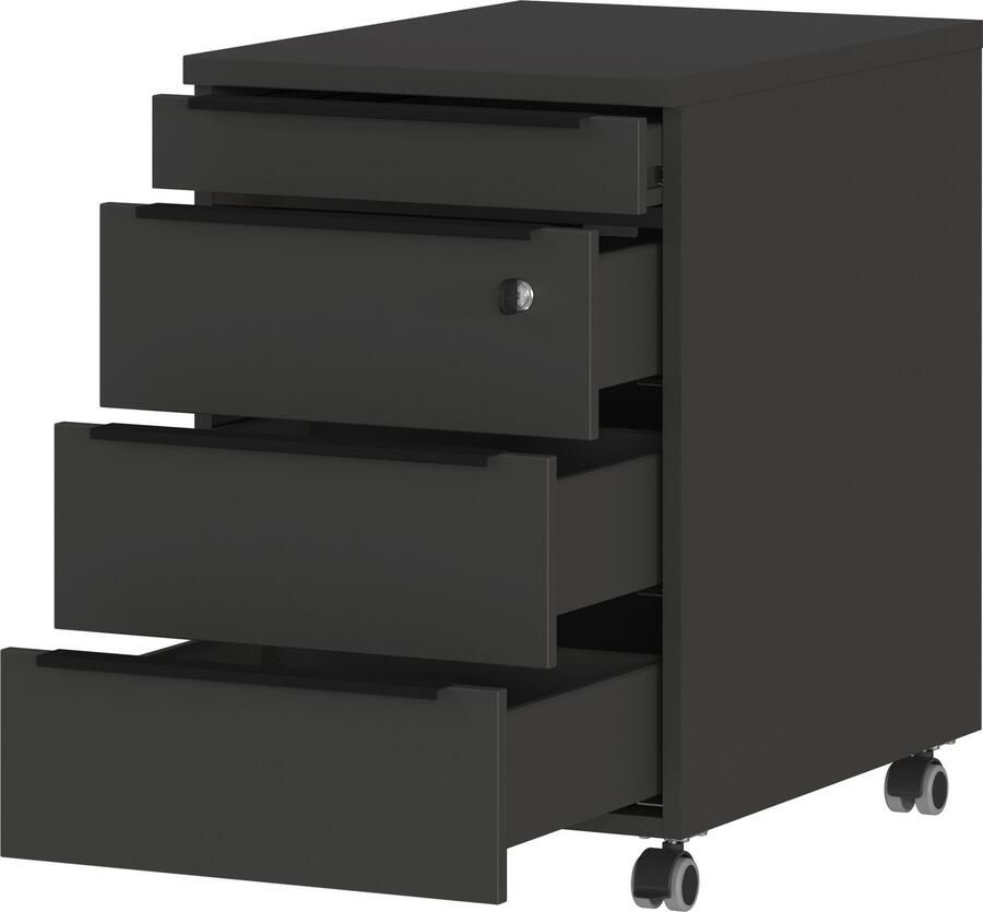 GERMANIA Kantoormeubelset Milaan incl. bureau (elektrisch. in hoogte verstelbaar) & kastje op wieltjes (2-delig)