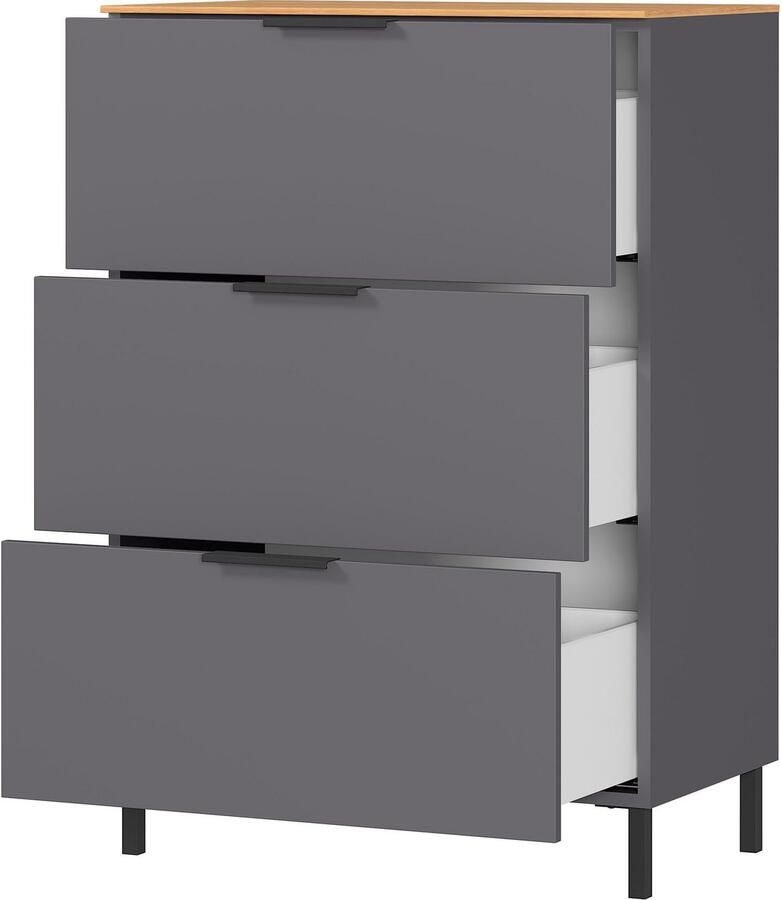 Germania Ladekast Calista 68cm met 3 lades antraciet eik