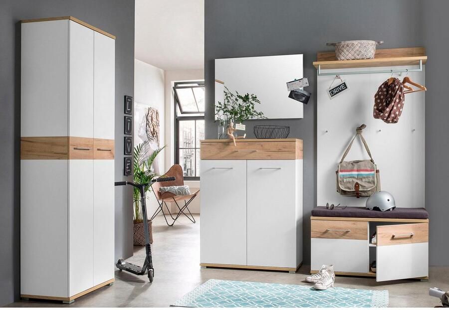 Germania Schoenenkast Stoffel 89cm met 2 deuren & 1 lade wit eik - Foto 9