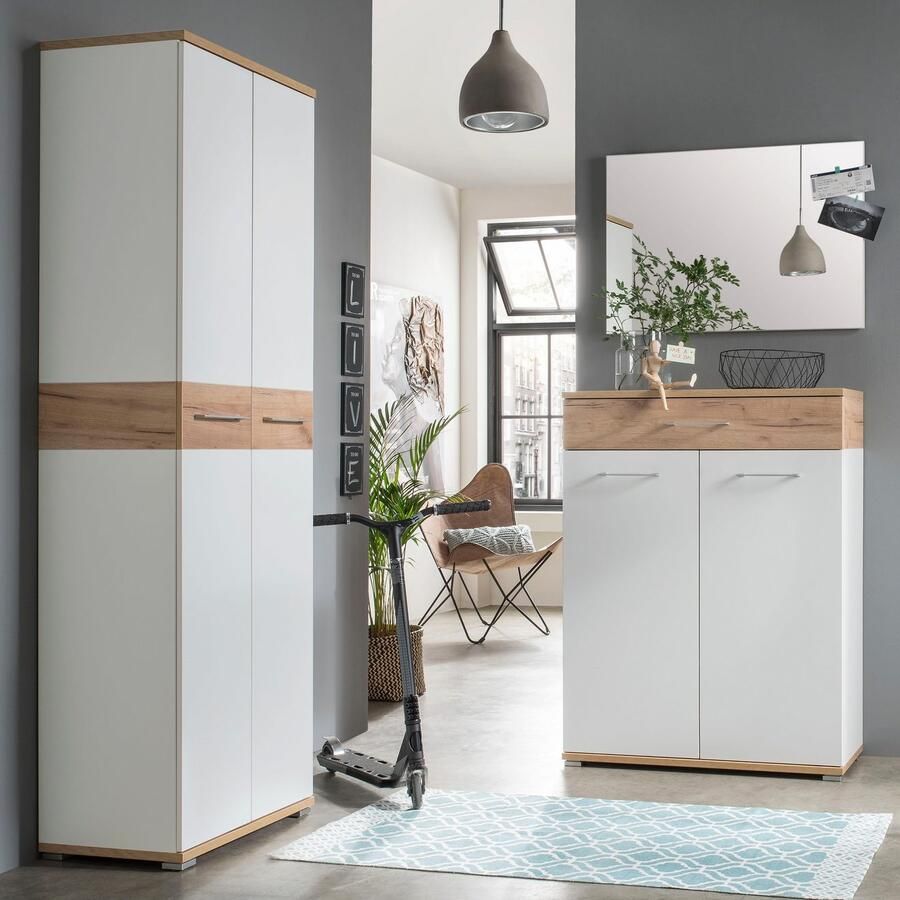 Germania Schoenenkast Stoffel 89cm met 2 deuren & 1 lade wit eik - Foto 3