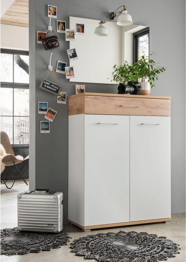 Germania Schoenenkast Stoffel 89cm met 2 deuren & 1 lade wit eik - Foto 5