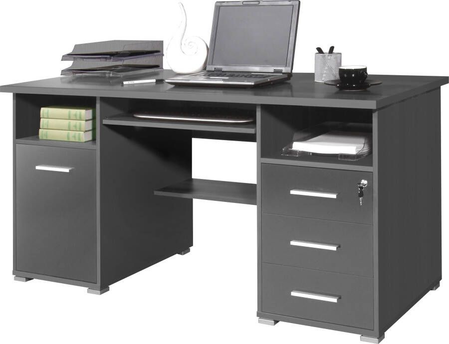 GERMANIA Pc-bureau 0484 Bureau met uittrekplank voor het toetsenbord & afsluitbare lade 145 cm breed