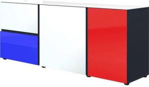 GERMANIA Tv-meubel Ideeus Breedte 164 cm fronten en bovenblad met glas-inlay's in verschillende kleuren