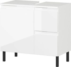 GERMANIA Wastafelonderkast Scantic Breedte 60 cm badkamerkast verstelbare plank deurdemping greeploze look MDF-fronten