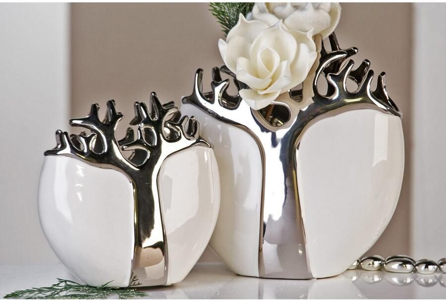 GILDE Siervaas Tree Keramiek boom-design 21 cm hoog (1 stuk)