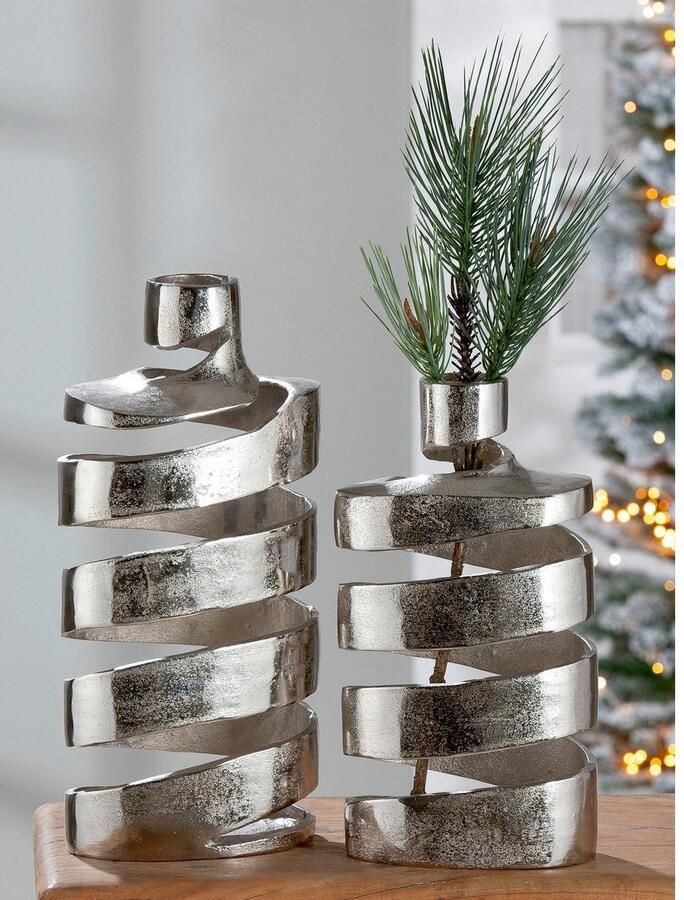 GILDE Siervaas TWISTER van aluminium hoogte ca. 35 cm