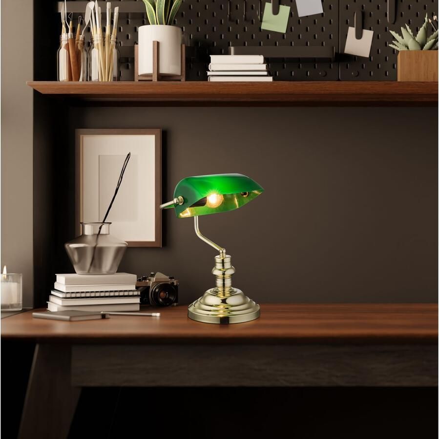 GLOBO LIGHTING Bureaulamp Antiek Klassieke bureaulamp antiek-look tafellamp bankierslamp (1 stuk)