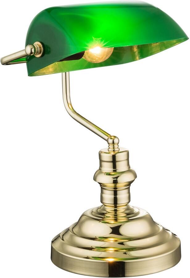 GLOBO LIGHTING Bureaulamp Antiek Klassieke bureaulamp antiek-look tafellamp bankierslamp (1 stuk)