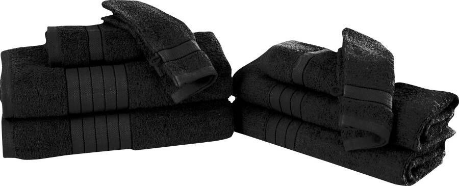 Good Morning 8 stuks handdoeken set nr.1000 zwart Leverbaar in 70x140 | 50x100 | 30x55 | 16x22