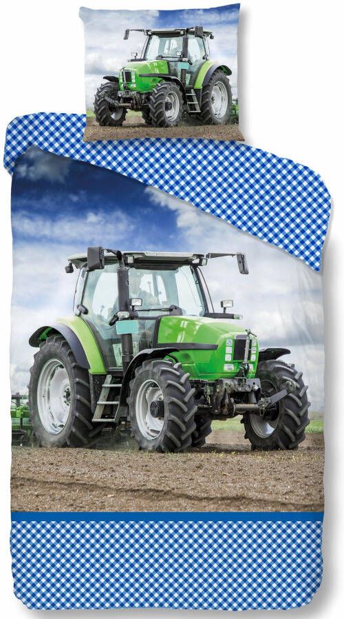 Good morning Kinderovertrekset Strong Katoen 135x200 Rits Omkeerbaar Kind Jongens Tractor (2-delig)