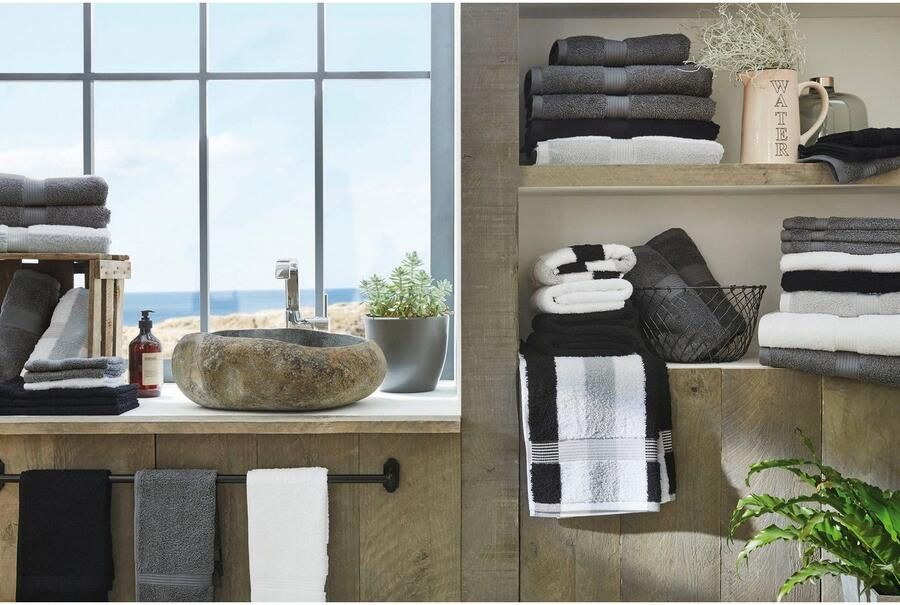 Gözze Badlaken New York moderne unikleuren gestructureerde rand 100% katoen in 2 afmetingen (1 stuk)